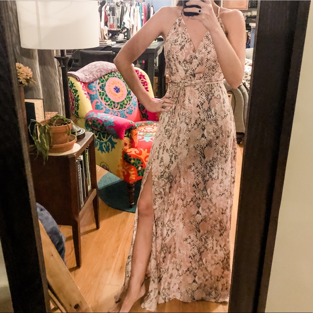 Blush Python Faux Wrap Dress | Small - Picture 15 of 16